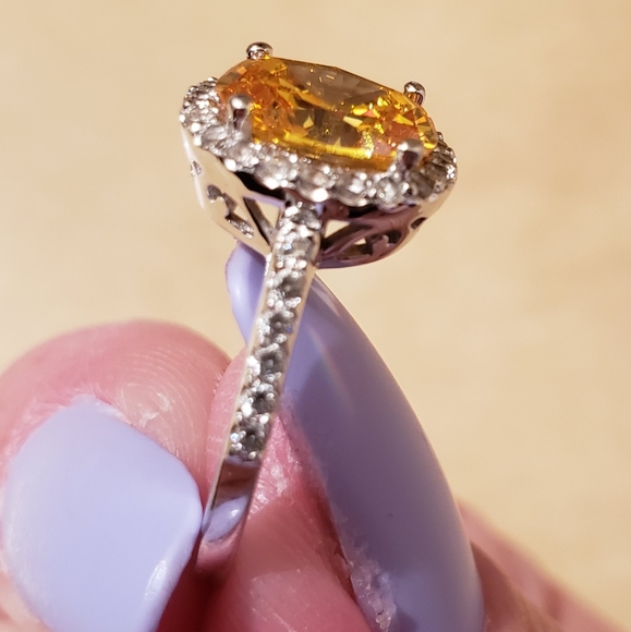 QVC Diamonique canary oval stone w/halo setting - Picture 10 of 16